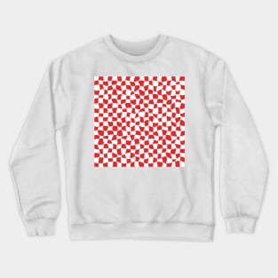 Warped Checkerboard, White and Red Crewneck Sweatshirt